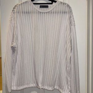 M & S BRAND IVORY POP OVER TOP WITH TEXTURED STRIPES AND TIE CLOSURE ON BOTTOM